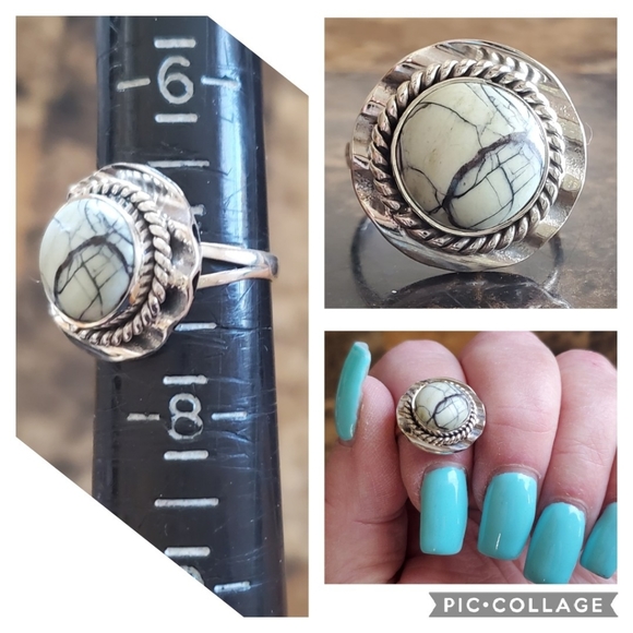 Genuine White Buffalo Turquoise Ring Size 7 - Picture 6 of 6